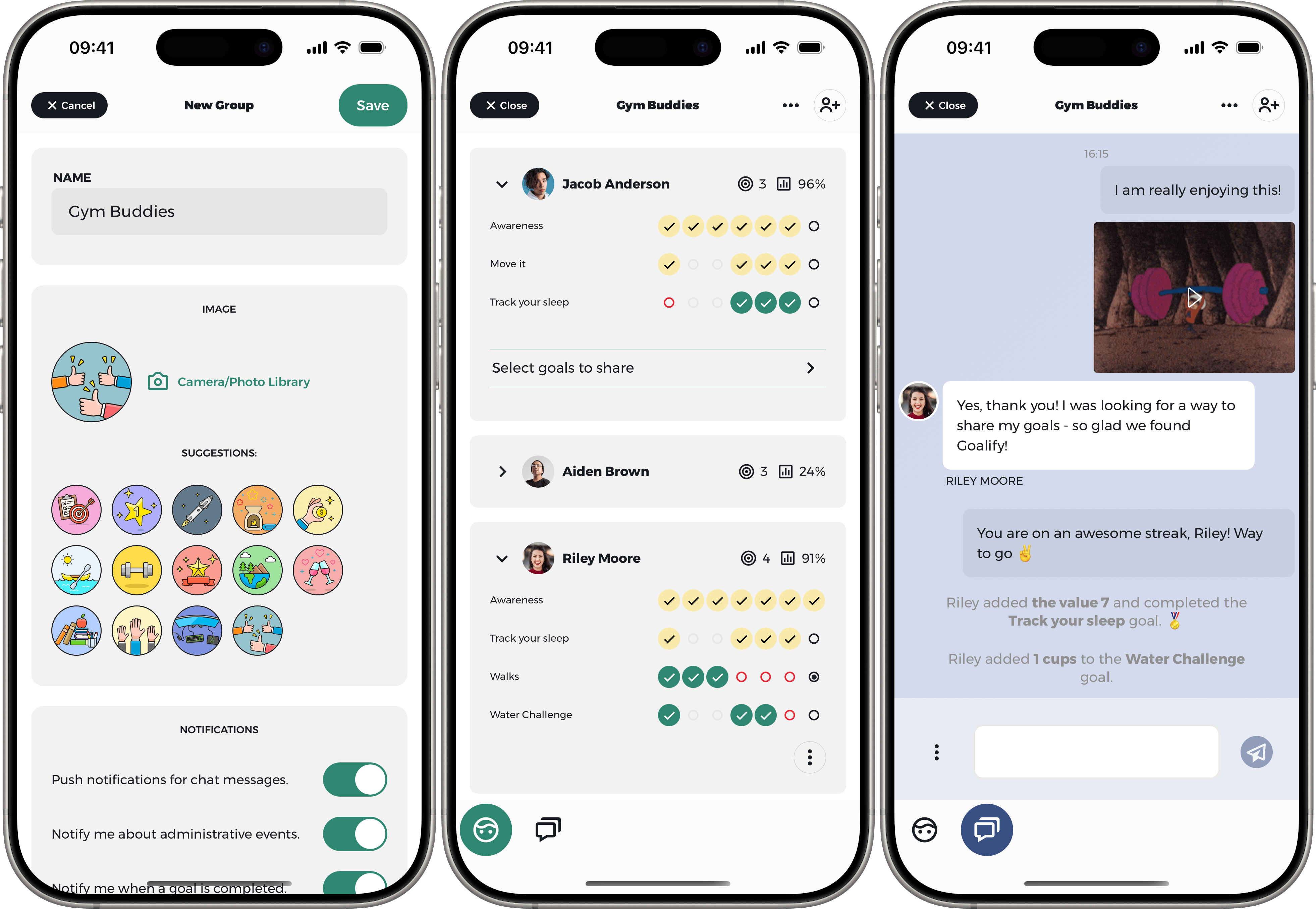 Goalify Chat Group Feature